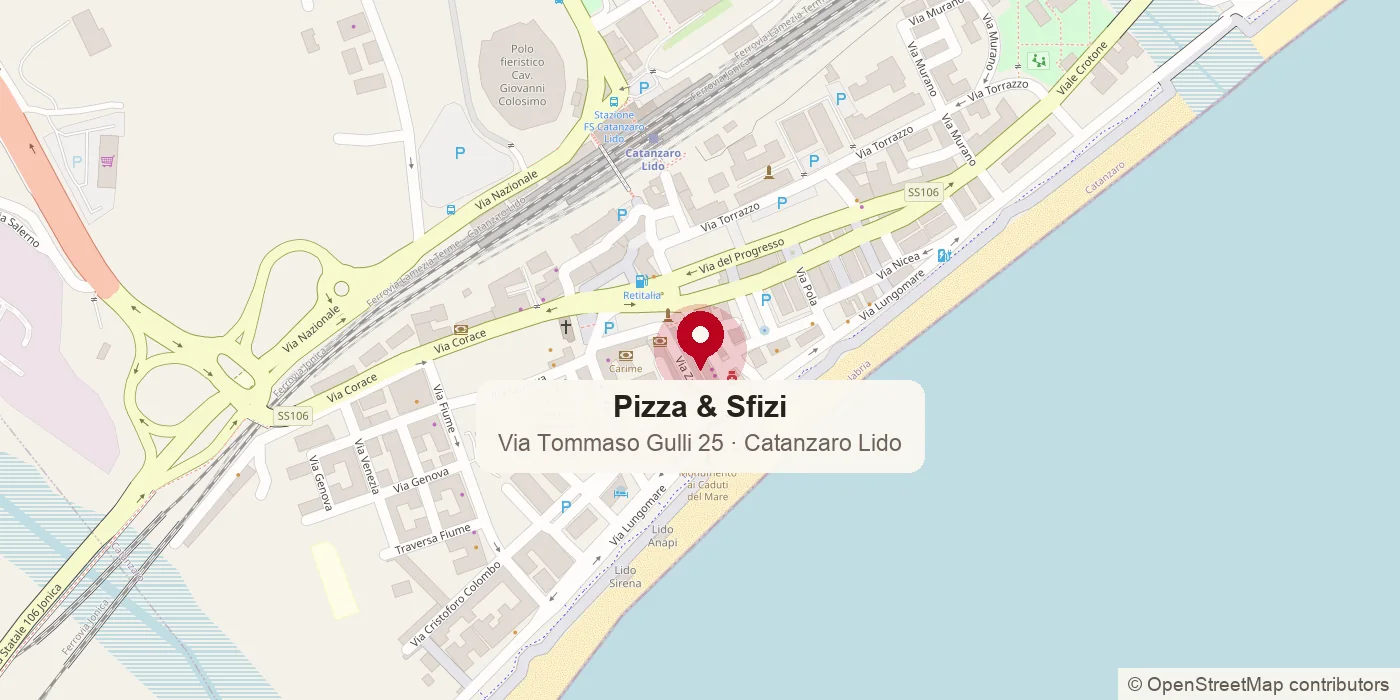 Mappa: Pizza & Sfizi in Via Tommaso Gulli 25 a Catanzaro Lido, vicino al lungomare